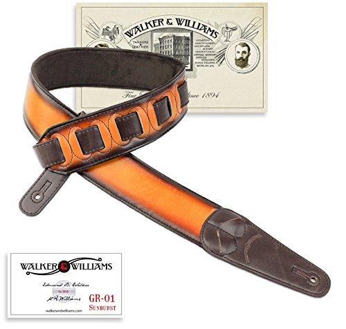 Walker & Williams GR-01 Sunburst Guitar Strap with Pick Pockets & Padded Velour Back