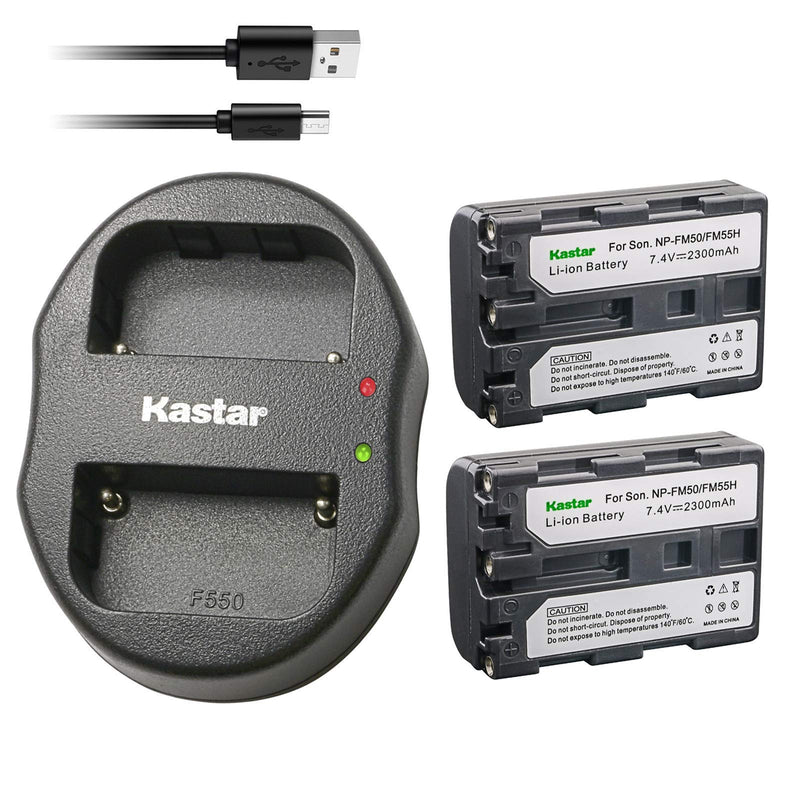 Kastar Battery (X2) & Dual USB Charger for NP-FM50 NP-FM30 NP-FM51 NP-QM50 NP-QM51 NP-FM55H and Sony CCD-FRV DCR-PC DCR-TRV DCR-DVD DSR-PDX GV HVL Series Camera Camcorder