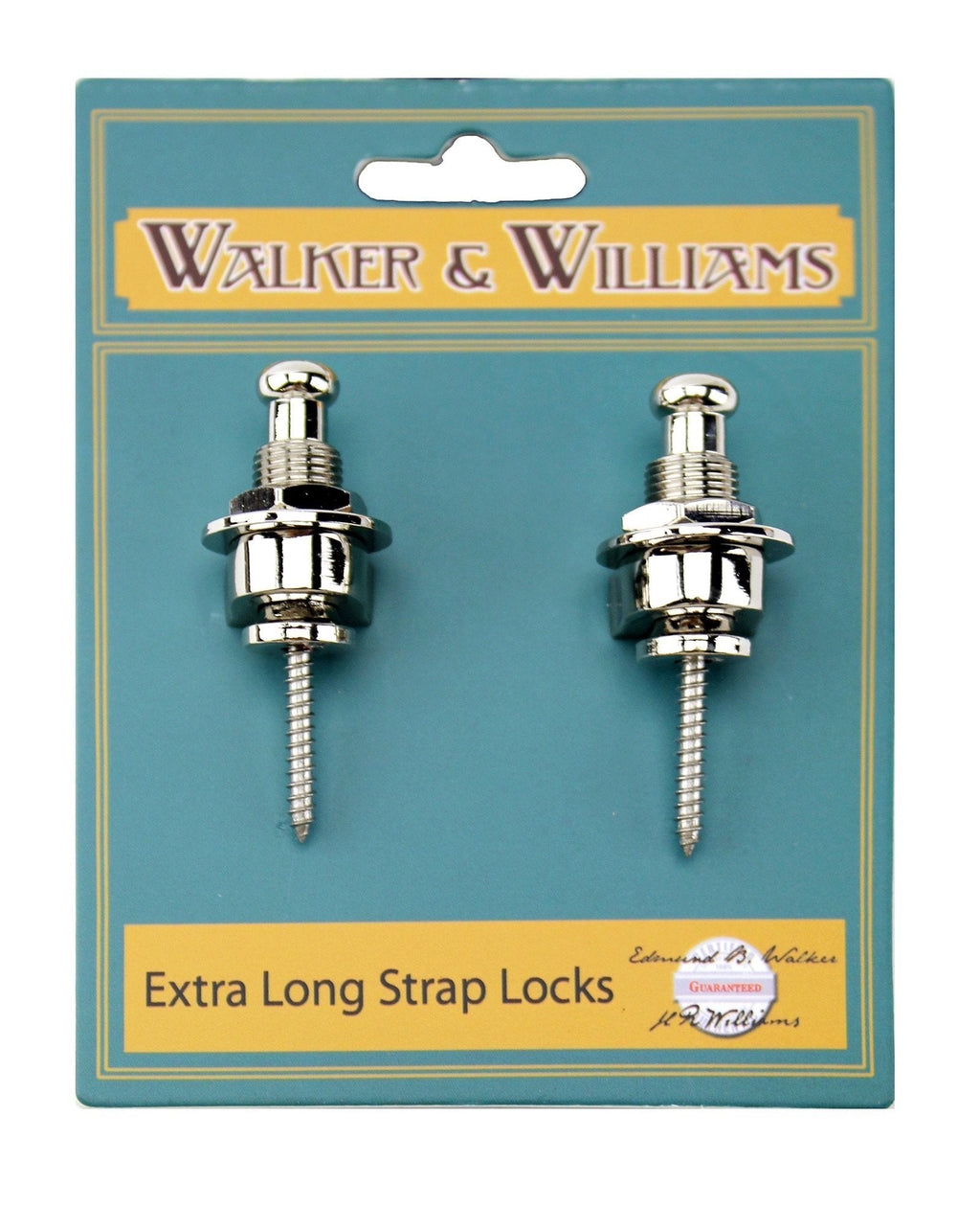 Walker & Williams Extra Long Deep Barrel Strap Locks for Thick Guitar Straps