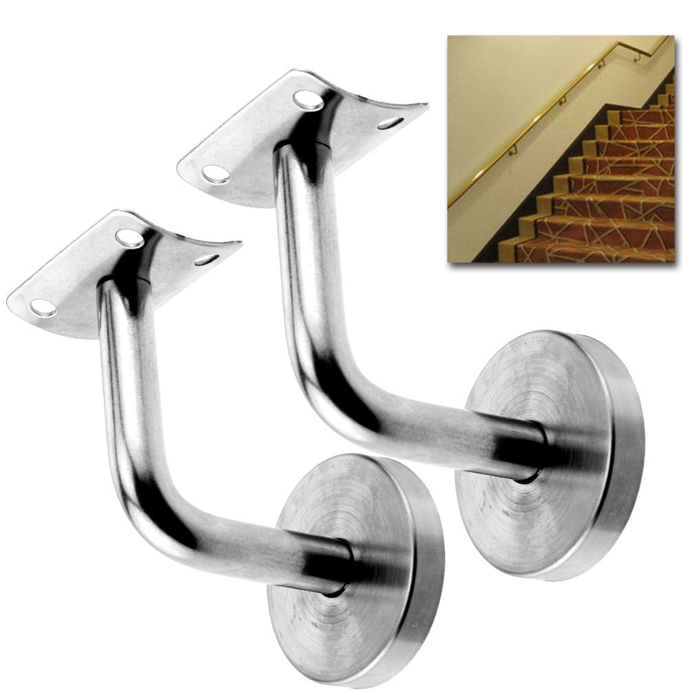 2pcs Stainless Steel Handrail Stair Wall Brackets Hand Bracket Bannister Support