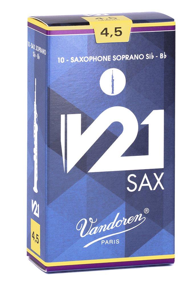 Vandoren SR8045 Sop Sax V21 Reeds Strength 4.5; Box of 10