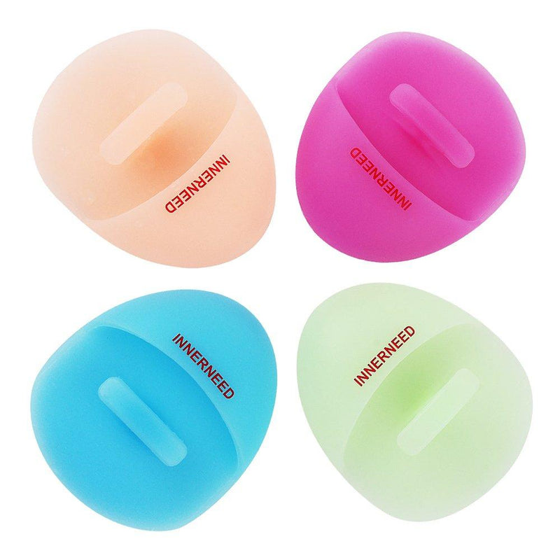 Super Soft Silicone Face Cleanser and Massager Brush Manual Facial Cleansing Brush Handheld Mat Scrubber For Sensitive, Delicate, Dry Skin (Pack of 4) 4 Mix Color