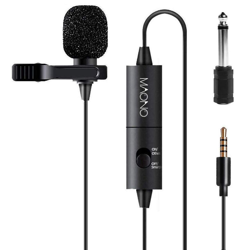 [AUSTRALIA] - Lavalier Microphone, MAONO AU-100 Hands Free Clip-on Lapel Mic with Omnidirectional Condenser for Podcast, Recording, DSLR,Camera, Smartphone, PC,Laptop (236 in) 