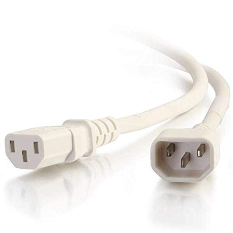 C2G Power Cord, Short Extension Cord, Power Extension Cord, 18 AWG, White, 6 Feet (1.82 Meters), Cables to Go 17509 C14 to C13 18/3