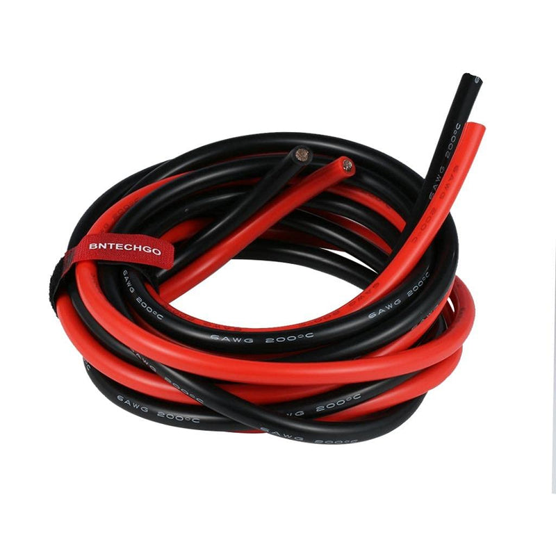 BNTECHGO 6 Gauge Silicone Wire 5 ft Red and 5 ft Black Flexible 6 AWG 3200 Strands of 0.08mm tinned Copper Wire 6 AWG silicone wire 2 Colors Each 5ft