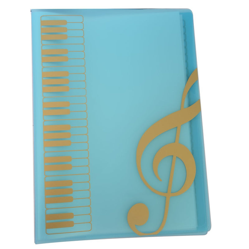 Music Themed Folder Music folder storage Holder,A4 Size Folder,40 Pockets,Treble Clef Folder (2Pack-Blue)