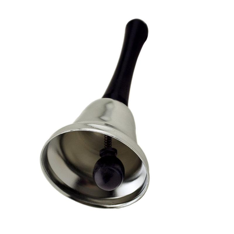 Superior Quality Steel Silver Call Bell Plastic Handle Hand Held Tea Office School Desk RingBell (1 Pc.) Silver/Black
