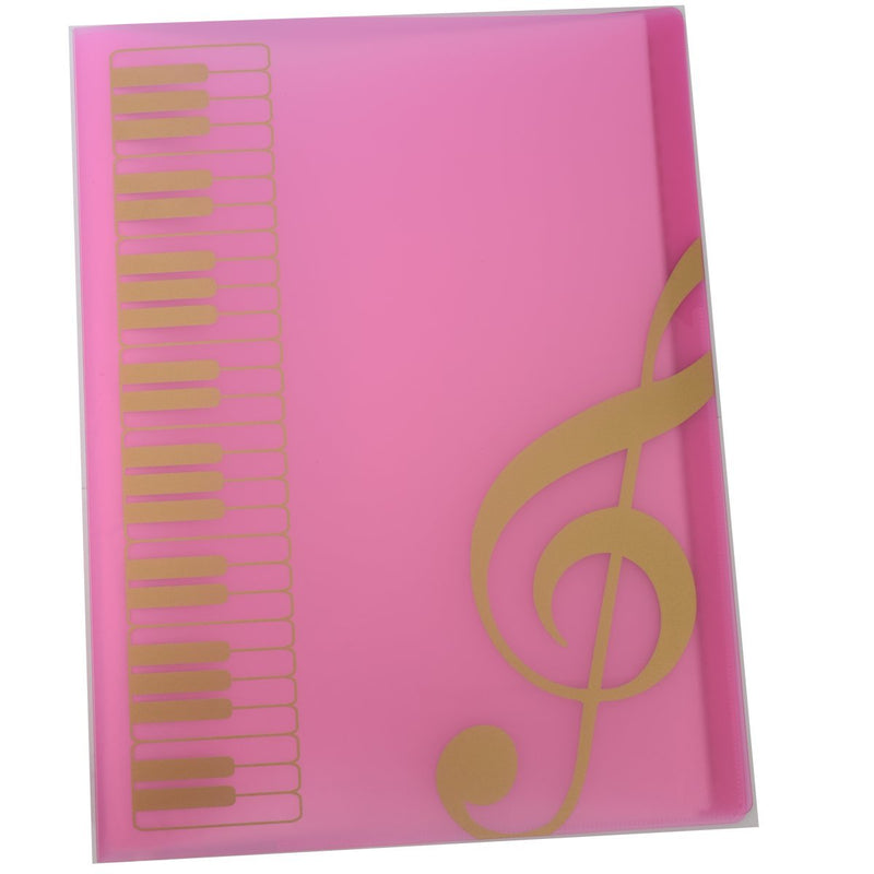 Music Themed Folder Music folder storage Holder,A4 Size Folder,40 Pockets,Treble Clef Folder (2Pack-Pink)