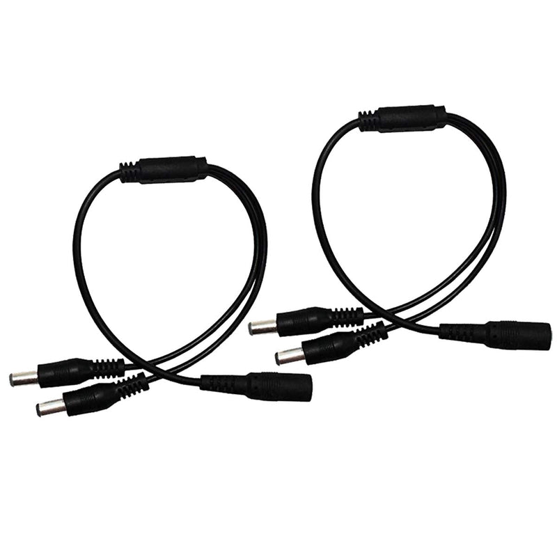 2Pack 1 to 2 Way DC Power Splitter Cable Barrel Plug 5.5mm x 2.1mm for CCTV Cameras LED Light Strip and more 1to2