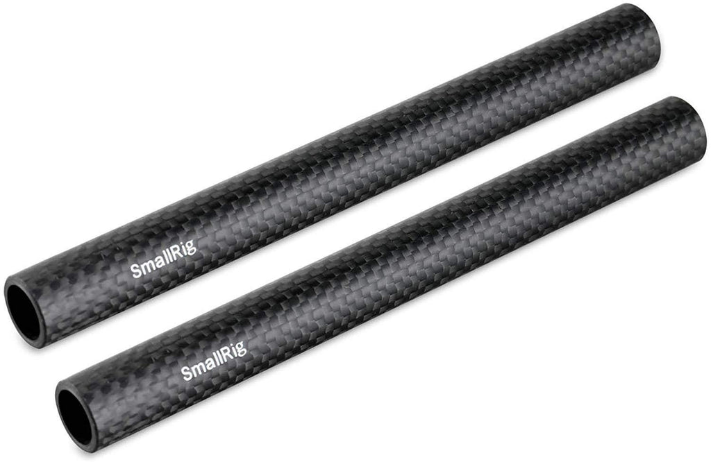 SMALLRIG 15mm Carbon Fiber Rod for 15mm Rod Support System (Non-Thread), 6 inches Long, Pack of 2-1872 Carbon Fiber Rod - 6"