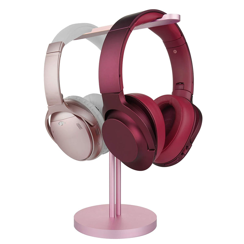 Geekria Aluminum Dual Headphones Stand, Headset Holder, Desk Display Hanger, Compatible with Bosë, Piöneer, Söny, Beyërdynamic, ÂKG, ATH, B&O Headsets, Earphones (Rose Gold)
