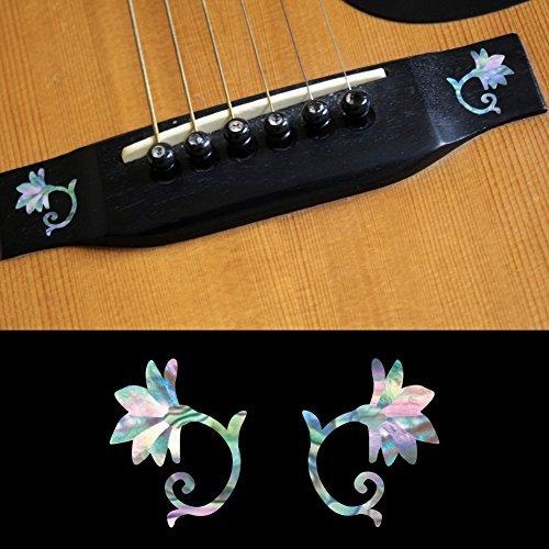 Inlay Sticker Decal For Acoustic Guitar Bridge Side In Abalone Theme - Oriental Flower (MX) Set
