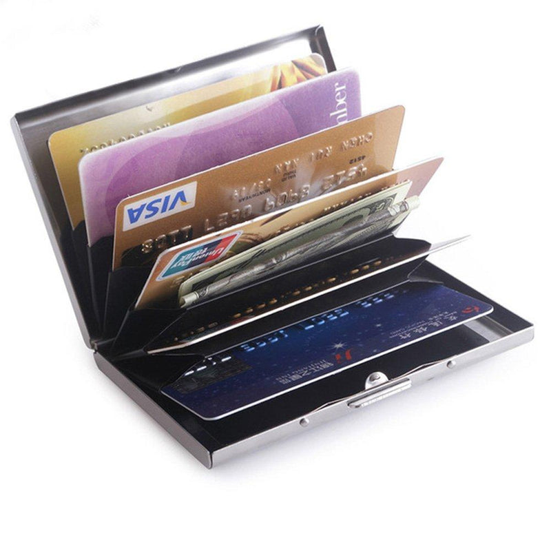 Credit Card Holder Stainless Steel Mirror Case Sturdy Steel Metal Slim Wallet For Driver's License, ID Cards, Credit Cards, Or Business Cards. By Mega Stationers