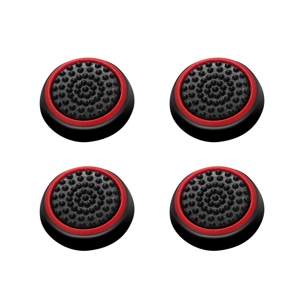Insten [2 Pair / 4 Pcs] Wireless Controllers Silicone Analog Thumb Grip Stick Cover, Game Remote Joystick Cap Compatible with PS4 Dualshock 4/ PS3 Dualshock 3/ PS2 Dualshock/Xbox One/360, Black/Red