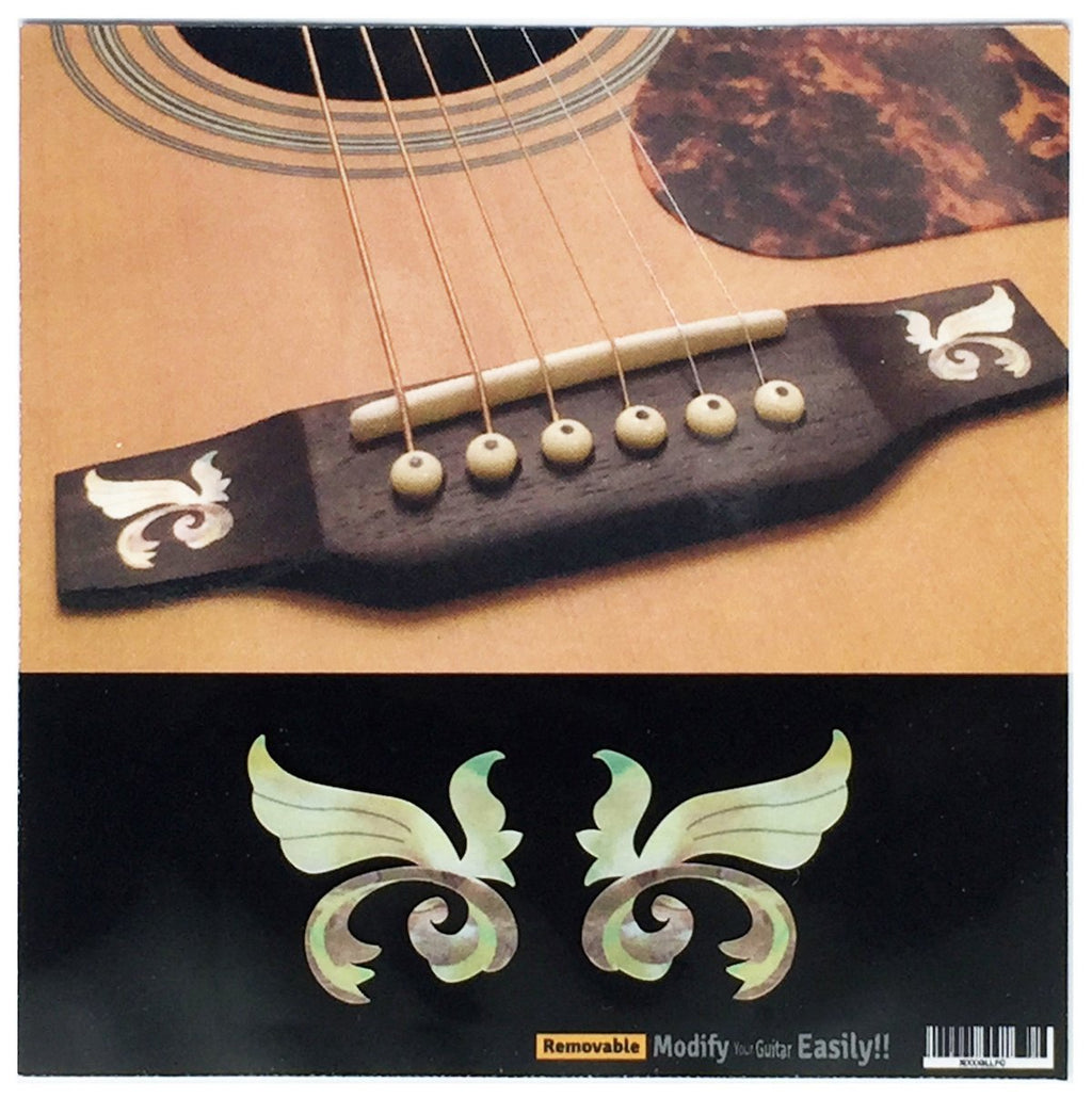 Inlay Sticker Decal For Acoustic Guitar Bridge Side In MOP Theme - Little Wings (WS) Set