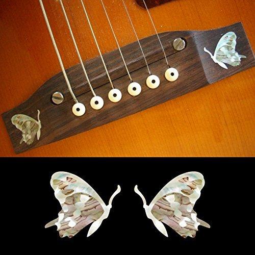 Inlay Sticker Decal For Acoustic Guitar Bridge Side In MOP Theme - Butterfly (WT) Set