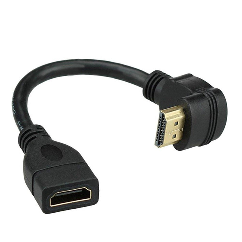 Bluwee HDMI Extension Cable High Speed 90-Degree Angle HDMI Male to Female Extension Wire Cord HDMI Extender - Gold Plated Plugs, Black (0.5FT)