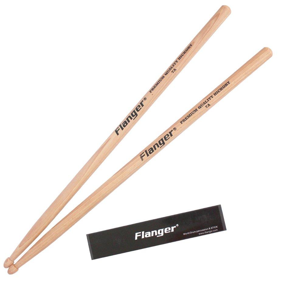 Flanger American Hickory 7A Tear Drop Tip Drumsticks (1 Pair) H Natural
