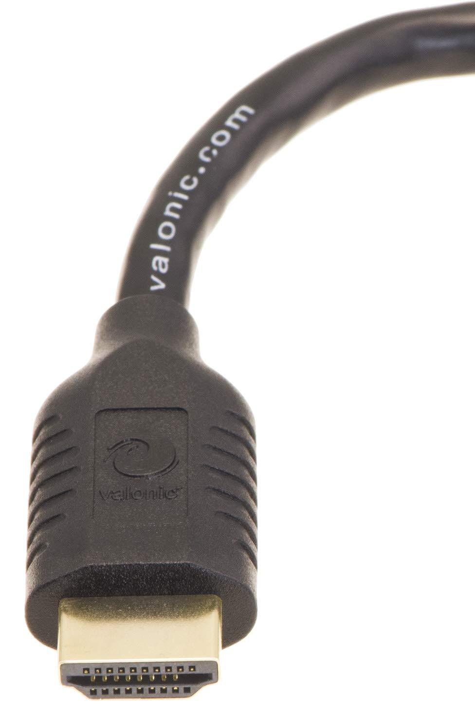 valonic Short HDMI Cable | 20 in / 1.6 ft | 4k | Full HD | ARC | high Speed | UHD | ethernet | for TV, PS4, Xbox | 30 AWG | Black | 50cm 1.6ft 20"