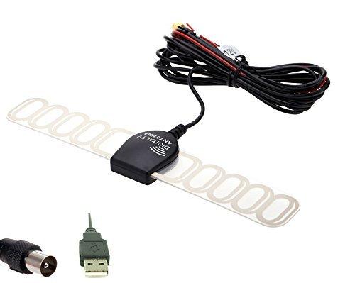 Eximtrade Car Analog TV Digital TV DVBT ATSC ISDB Radio FM Antenna Signal Amplifier for Car DVD Stereo (IEC + USB)