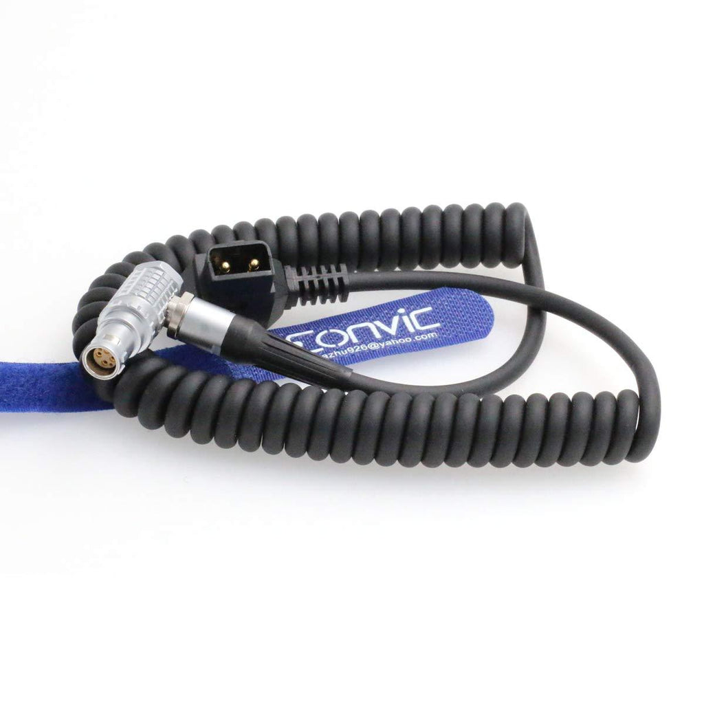 Eonvic D-Tap to Right Angle Female 1B Power Coiled Cable for Red Scarlet & Epic