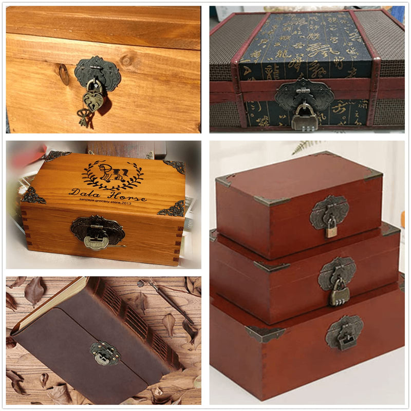 [AUSTRALIA] - Dophee 1Pc 3.78"x2.44" Antique Embossing Decorative Brass Hasp Clasp Latch Lock with Screws for European Style Jewelry Trinket Box Decoration 3.78"*2.44" 