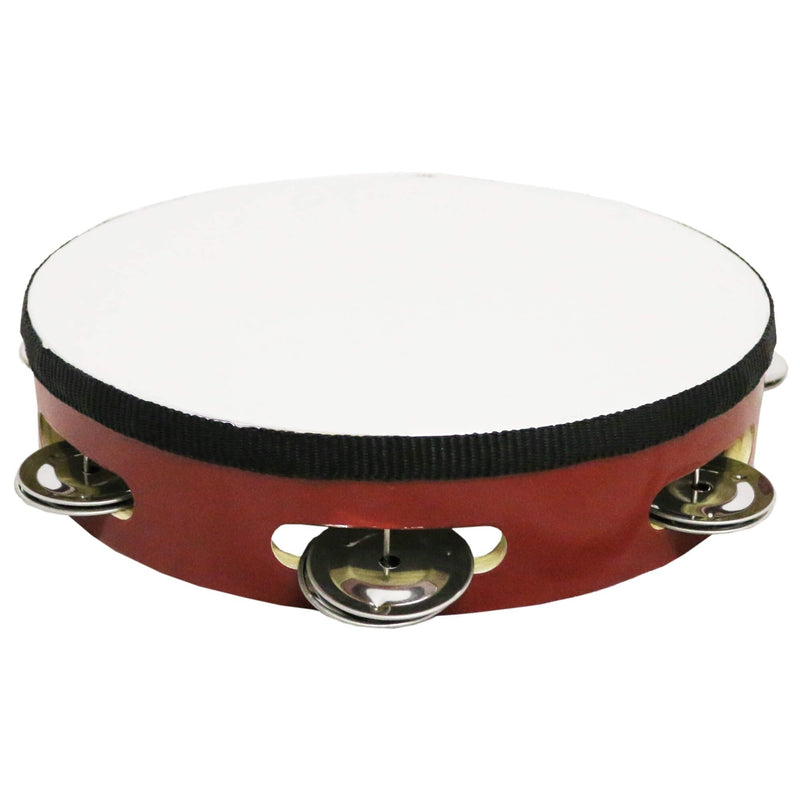 Danzcue 8 Inches Silver-Red Single Row Jingles Tambourine