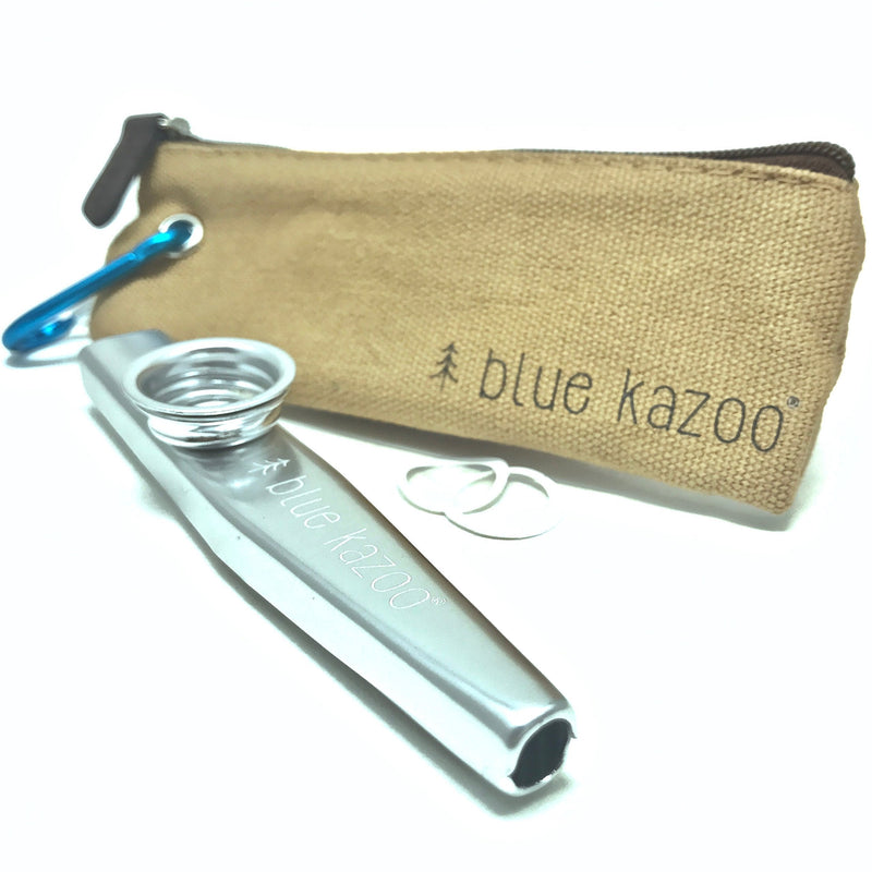 The Original Blue Kazoo | Ultralight Aluminum Backpacking Kazoo | Canvas Bag and Carabiner