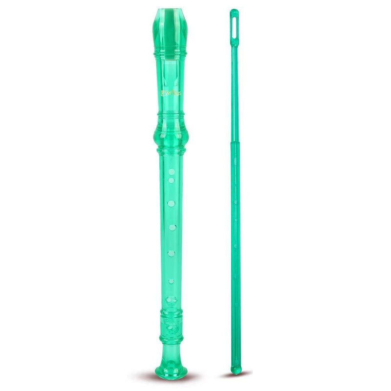 Soprano Descant Recorder 8 Hole-3 Piece Kids Crystal Music Flute w/Cleaning Rod Bag Instruction Green