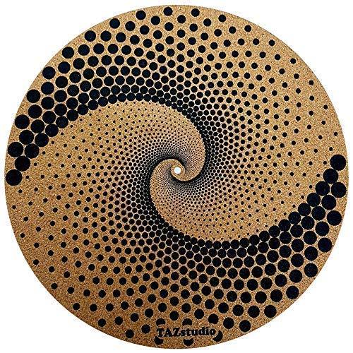 Taz Studio Turntable cork Slipmat for Turntables and records Vinyl LP (4mm) prevents jumps, audio quality and environmentally friendly, less scratches,Psychedelic Geometric dot art