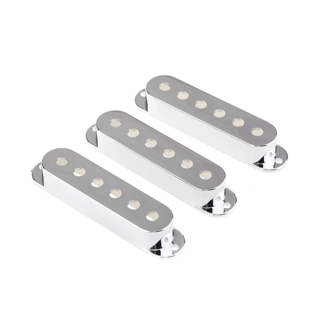 Musiclily 52mm Plastic Strat Style Single Coil Pickup Cover Set for Fender Stratocaster Guitar,Chrome(Pack of 3)