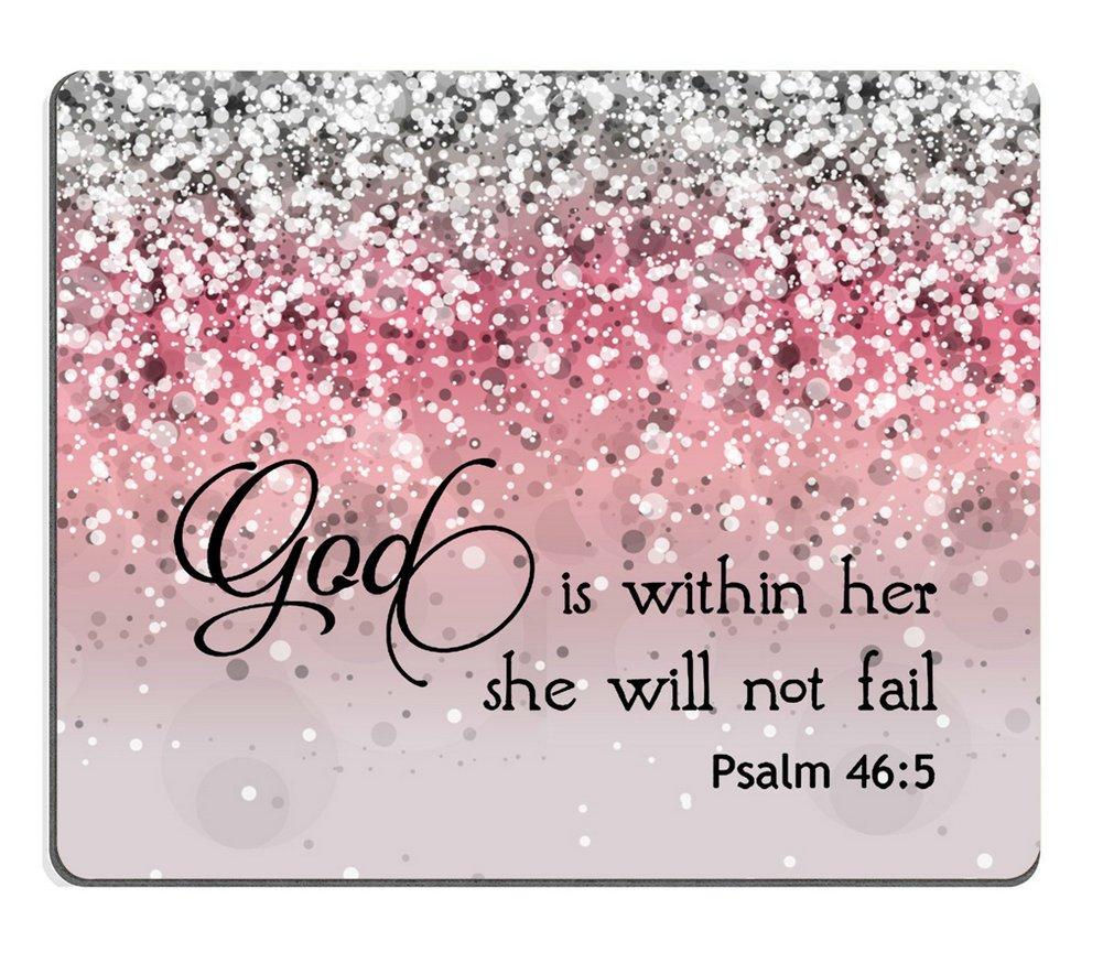 Smooffly Psalm 46:5 God is Within Her,She Will not Fall - Bible Verse Pink Sparkles Glitter Pattern Mouse pad Mousepads