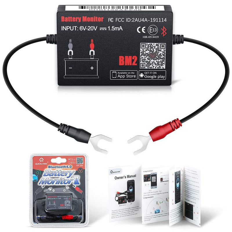 QUICKLYNKS Auto Battery Monitor BM2 Bluetooth 4.0 12V Device Car Battery Tester