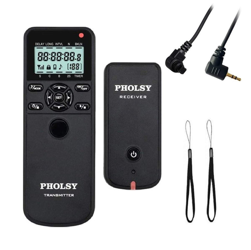PHOLSY Wireless Timer Remote Control with Intervalometer HDR Compatible with Canon EOS R RP R6 R5 90D 250D 850D 5D 6D-II 7D 7D-II 10D; for Olympus EM1X EM1-II EM5-III; for Fuji GFX100 XT3 XT4 XT30 Compatible with Canon / Fuji / Olympus