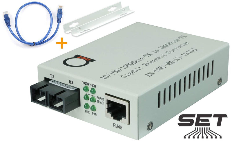 Multimode Gigabit Fiber Media Converter - Built-In Fiber Module 2 km (1.24 miles) SC – to UTP Cat5e Cat6 10/100/1000 RJ-45 – Auto Sensing Gigabit or Fast Ethernet Speed - Jumbo Frame - LLF Support