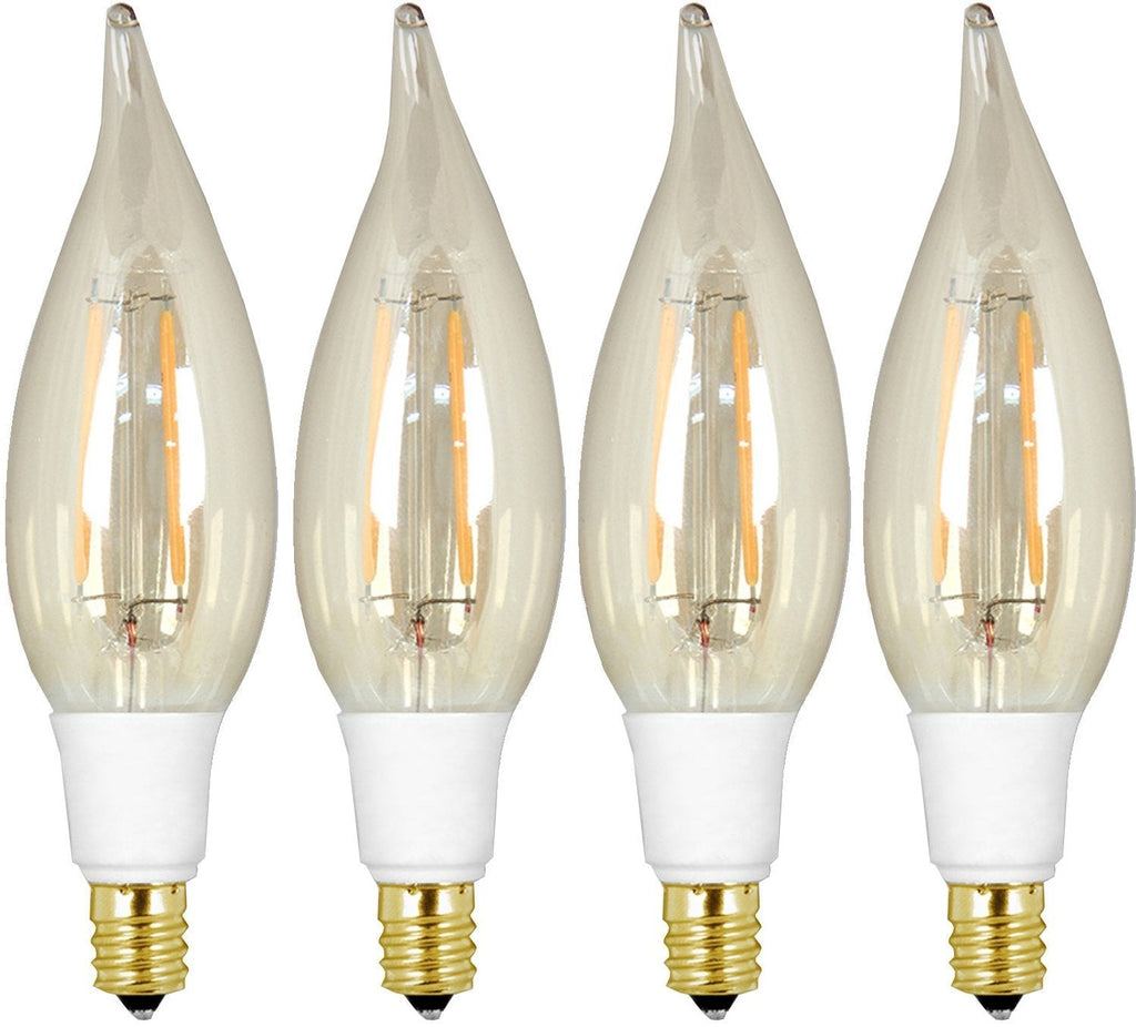 GE Lighting 37598 LED Vintage Chandelier Light Bulb with Candelabra Base, 3.2-Watt, Soft White, 4-Pack, Amber Glass, 4 Count 4-Pack Candelabra 40-Watt