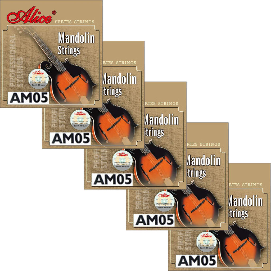 5 Sets Alice Stainless Steel Coated Copper Alloy Mandolin Strings Medium 11-40, AM05 (.011 .015 .026 .040)