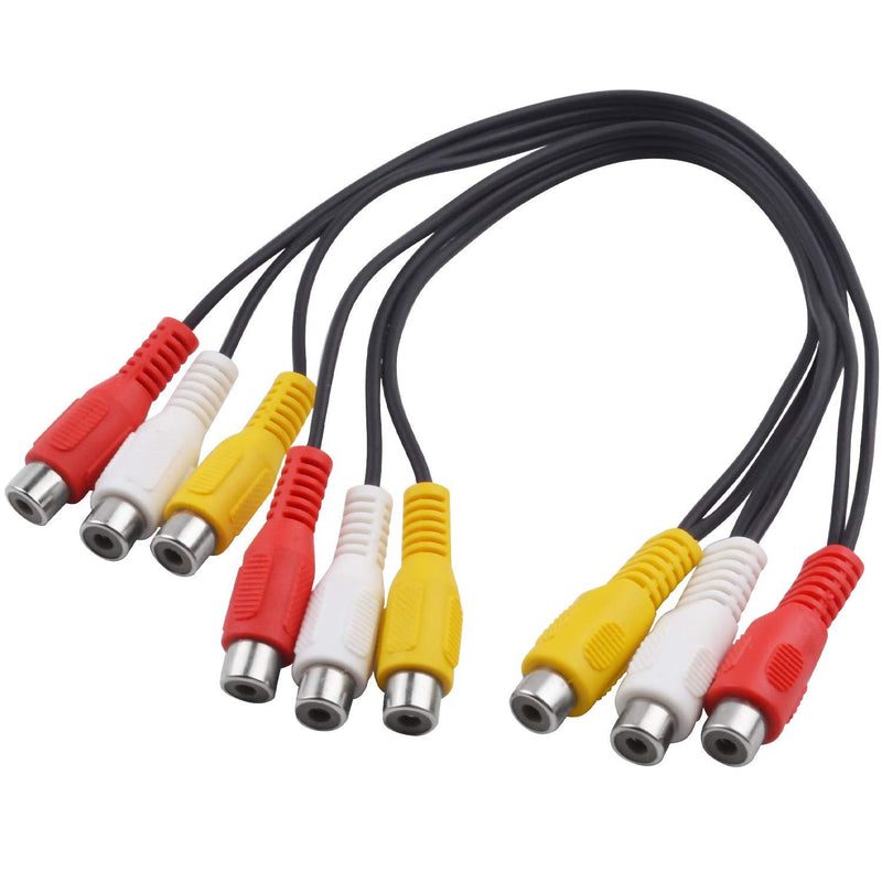 Bonayuanda 3 RCA Female Jack to 6 RCA Female Plug Splitter Audio Video AV Adapter Cable