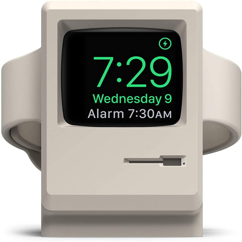 elago W3 Stand Compatible with Apple Watch Series 7/6/SE/5/4/3/2/1 (45mm, 44mm, 42mm, 41mm, 40mm, 38mm) (Classic White) - Classic Monitor Design, Compatible with Nightstand Mode