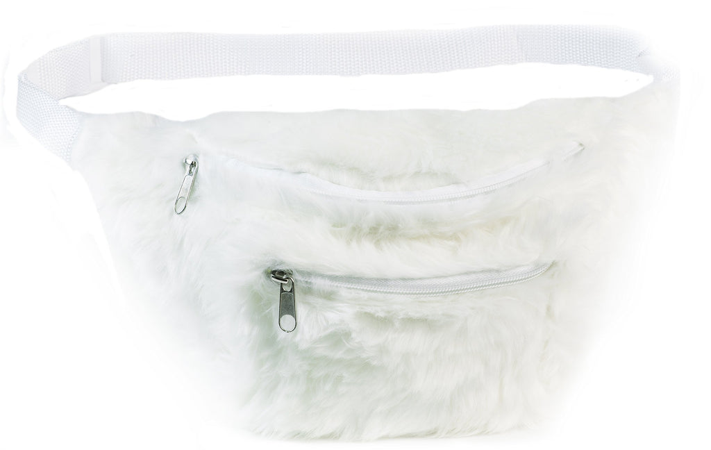 Funny Guy Mugs Premium Faux Fur Fuzzy Fanny Packs (Multiple Styles Available) One Size WHITE FUR