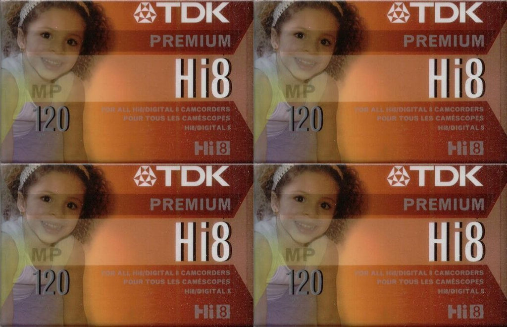 TDK Hi8 Premium Video Cassettes, 120 minutes, Pack of 4