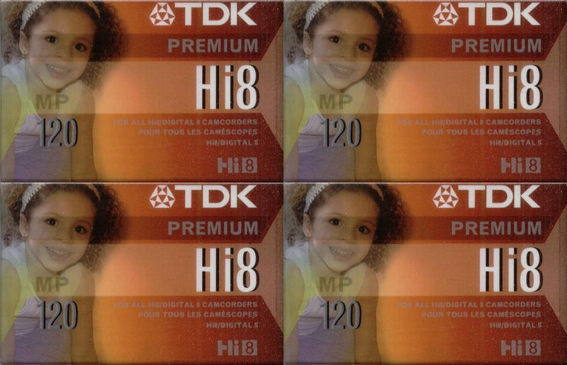 TDK Hi8 Premium Video Cassettes, 120 minutes, Pack of 4