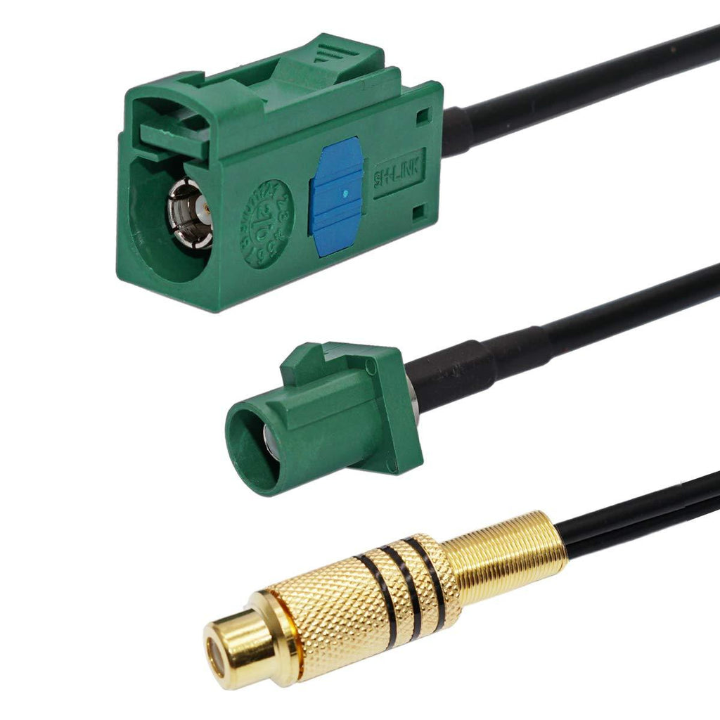 RF Pigtail Cable Fakra to RCA Fakra"E" Jack with Female Basket and Fakra"E" Plug with Male Center Pin RG174 Cable 6" for Auto Rear View Camera RCA Video Extension Cable