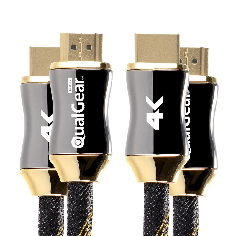 QualGear 6 Feet - 2 Pack HDMI Premium Certified 2.0 cable with 24K Gold Plated Contacts, Supports 4K Ultra HD, 3D, 18Gbps, Audio Return Channel, Ethernet (QG-PCBL-HD20-6FT-2PK), Black/Gold Black - 2 Pack
