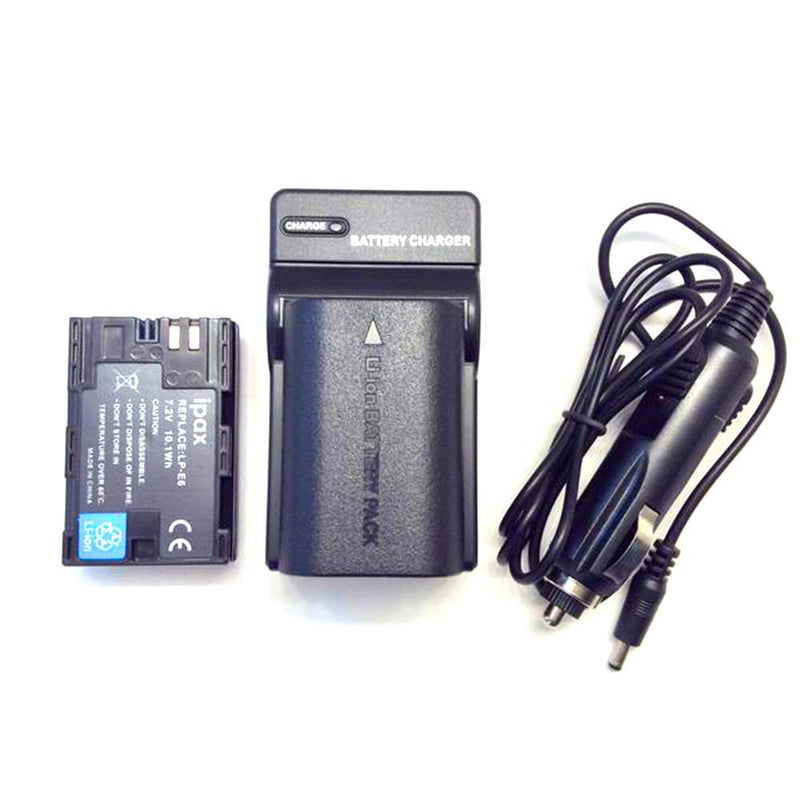 Ipax 2X Battery, Wall Charger, and Car Plug Charging Kit, Replacement LP-E6 LP-E6N LPE6 LPE6N Battery