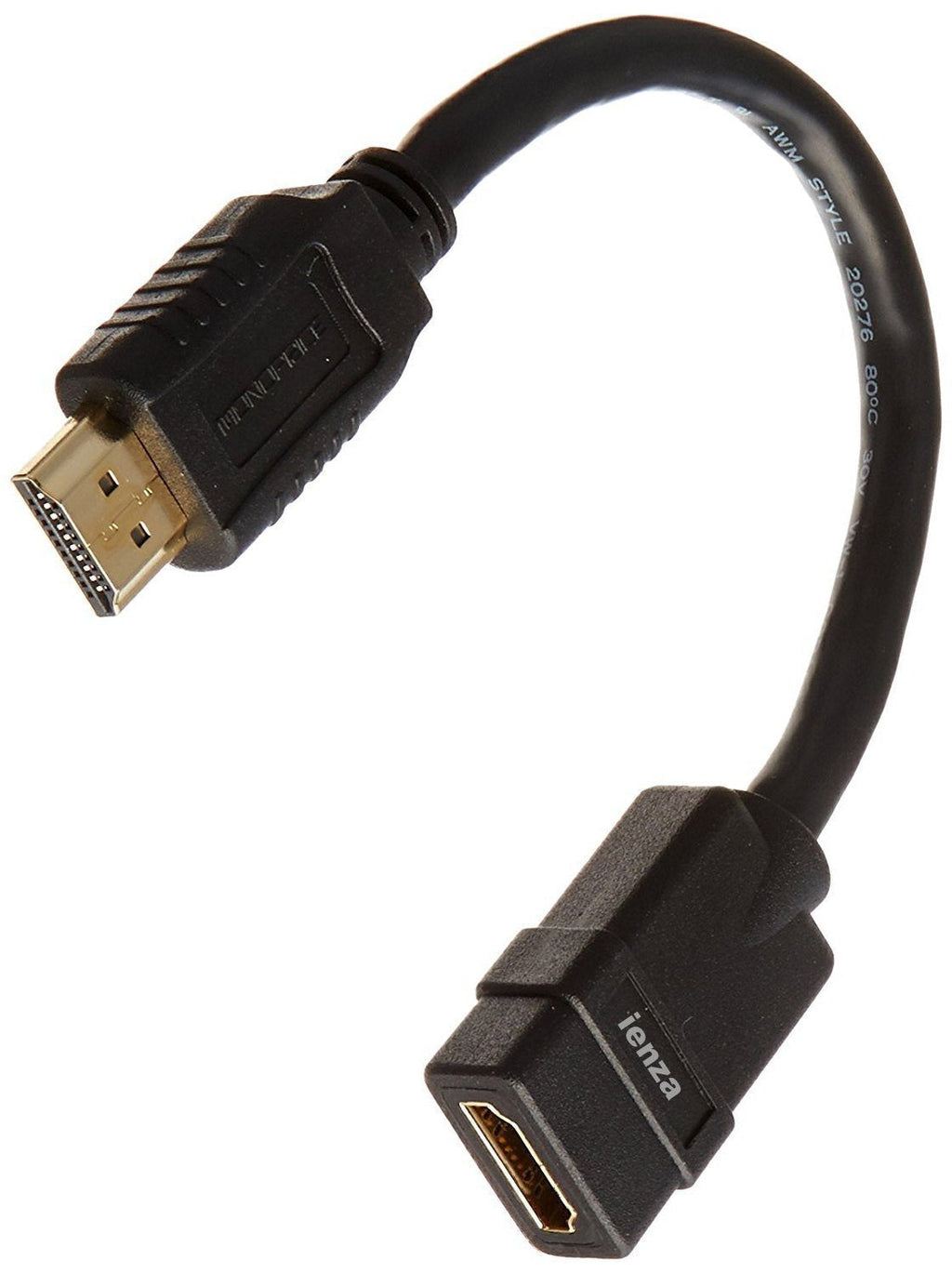 Short (8-inch) 28AWG High Speed Male to Female HDMI Port-Extender/Port-Saver by ienza