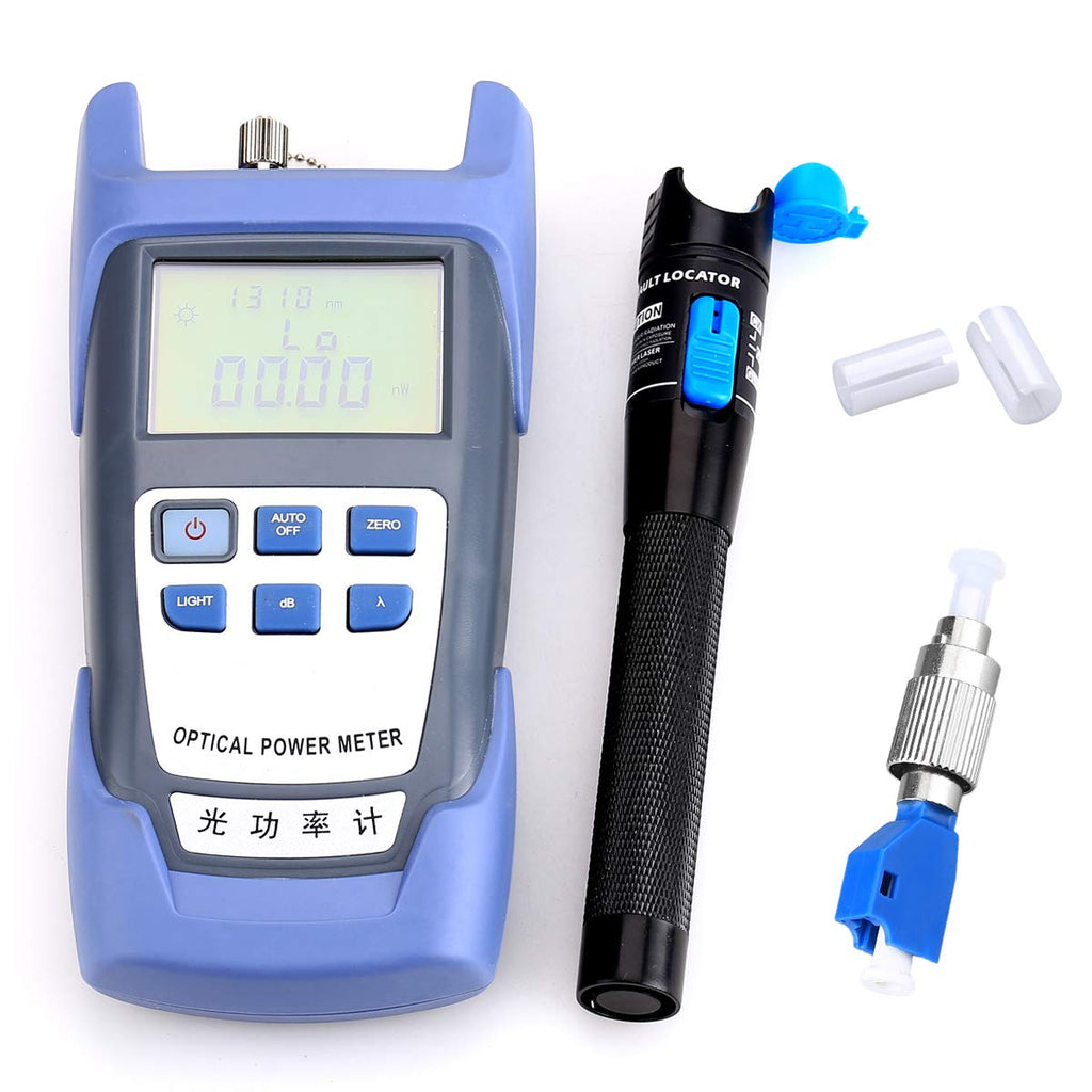 Fiber Optical Power Meter 1-5KM Visual Fault Locator with FC-LC Adapter Fiber Optic Cable Tester Checker Test Tool for CATV Telecommunications Engineering Maintenance