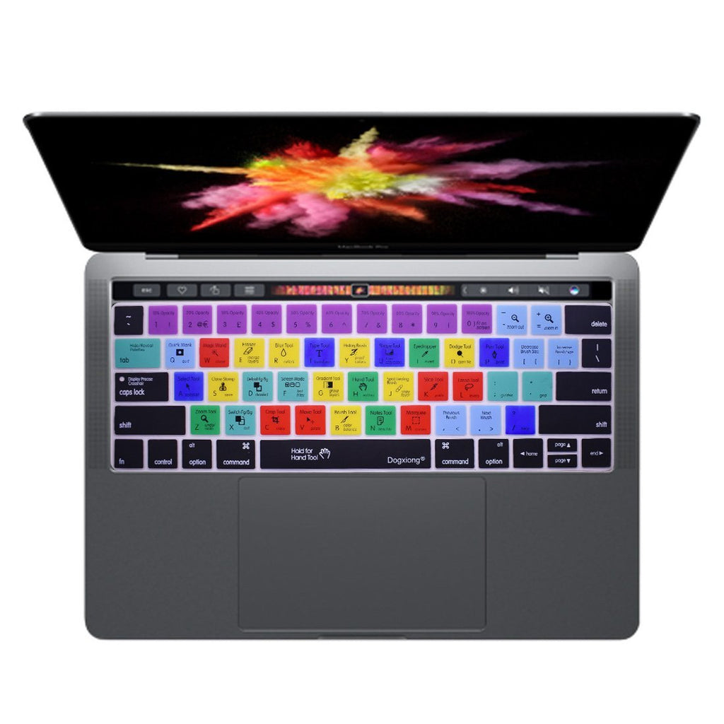 Dogxiong Adobe Photoshop PS Shortcuts Hotkey Silicone Keyboard Cover Skin for MacBook New Pro with Touch Bar 13 Inch and 15 Inch (A1989/A1706,A1990/A1707) 2018 2016 2017 Release with Touch ID New Macbook Pro [Touch Bar]