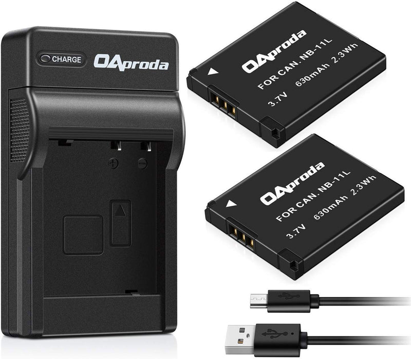 OAproda 2 Pack NB-11L Battery and USB Charger for Canon PowerShot ELph 180, Elph 360, ELph 190, Elph 110, Elph 130, Elph 135 is, Elph 150 is, SX420 is, SX410 is, SX400 is, A4000 is