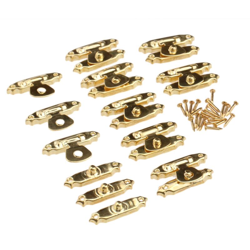 dophee 5 Pack Heavy-Duty Suitcase Latch Hasps, 26x16mm/1.02"x0.63" Gold Retro Decorative Cabinet Latch Hasps with Matchable Nails for Jewelry Box Wooden Case Trunks 10 Pieces